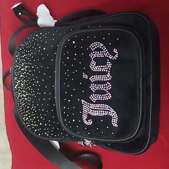 Glamorous Juicy Couture Black Rhinestone Backpack - New Without Tags - Picture 7 of 12